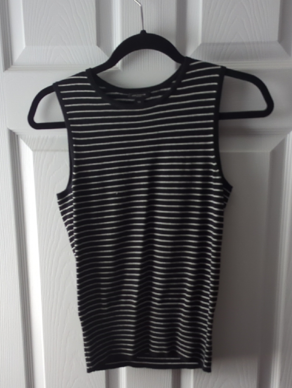 Ann Taylor Black and White Striped Tank